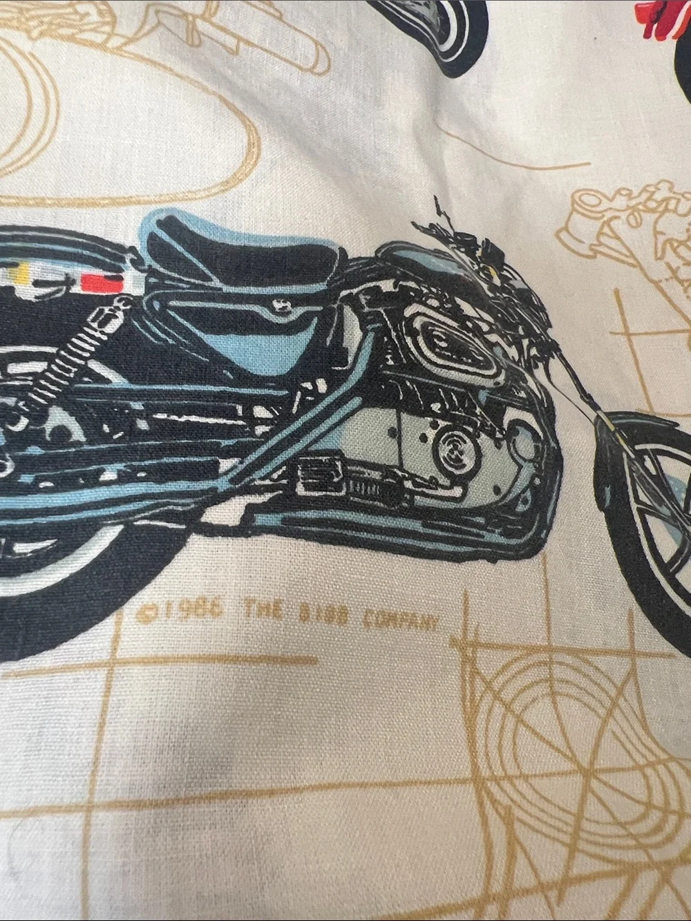 Vintage Harley-Davidson Cream Twin Sheet set with Motorcycle print great cond